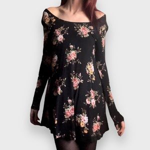 Pink Floral A-Line Mini Dress - Size S